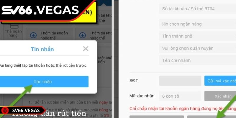 Nạp Rút Tiền SV66 2 Giao dịch tiện ích thông qua tài khoản ngân hàng